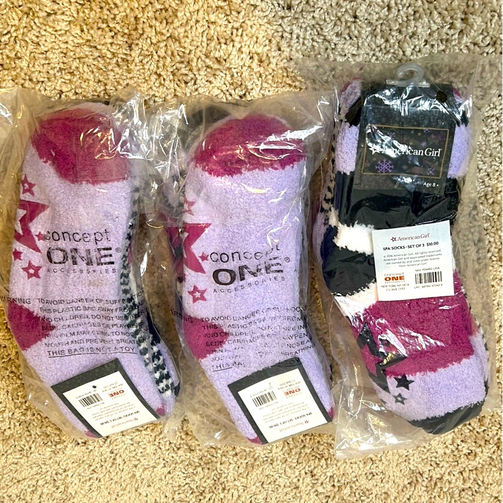 POWER PACK: Warm Girls Magenta Slipper Socks w/ Tread 3 Sets of 3 = 9 socks